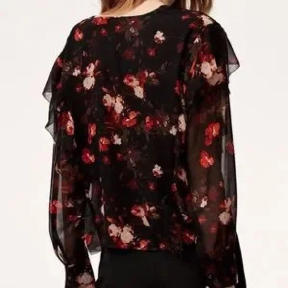 Aritzia Wilfred Lila Ruffle Floral Blouse Whimsigoth - Picture 2 of 9